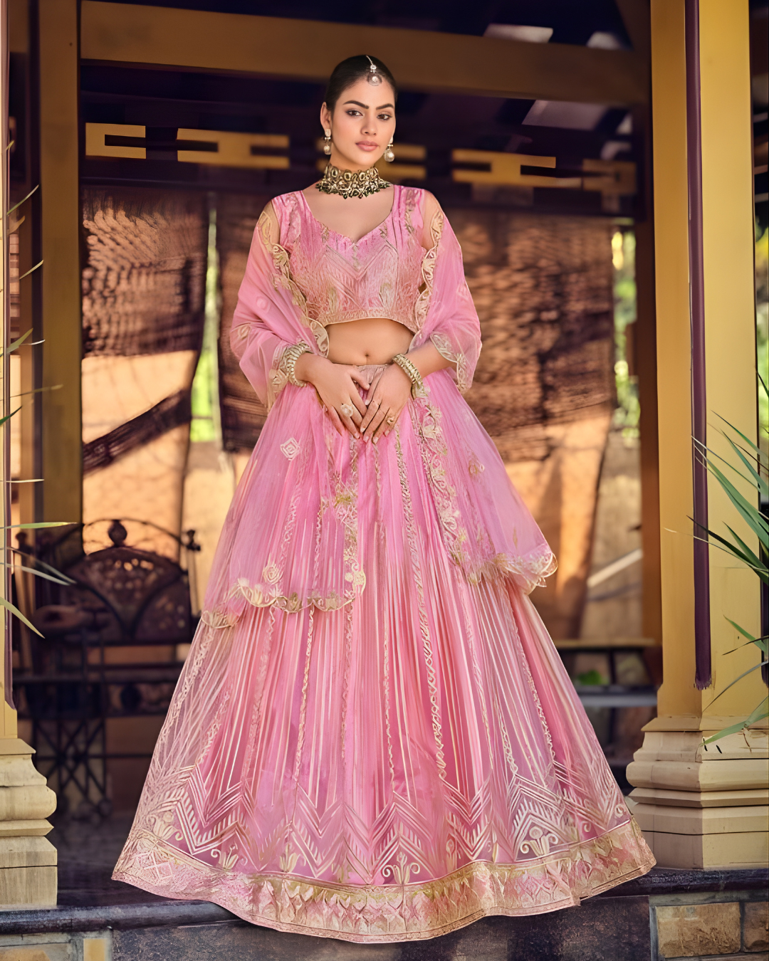SuhanaWesternStyleRibbonWorkLehengaCholiSet_2