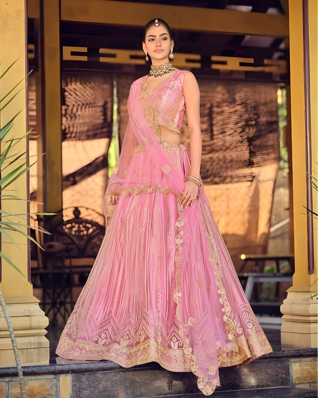 SuhanaWesternStyleRibbonWorkLehengaCholiSet_3