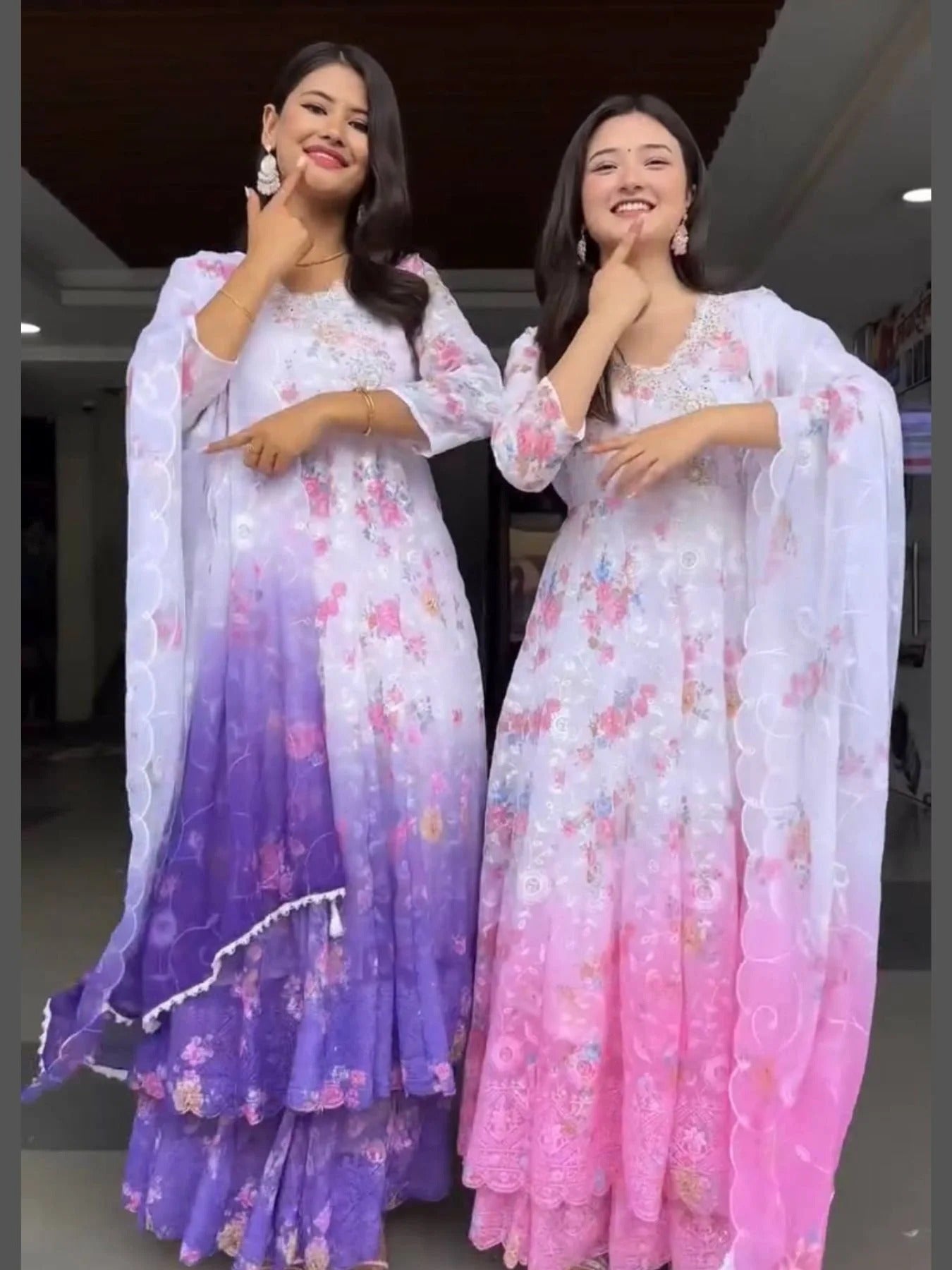 Rhea Faux Georgette Embroidered Anarkali Set with Dupatta