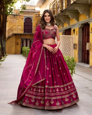 EshaniPinkEmbroideredDupattaforLehenga