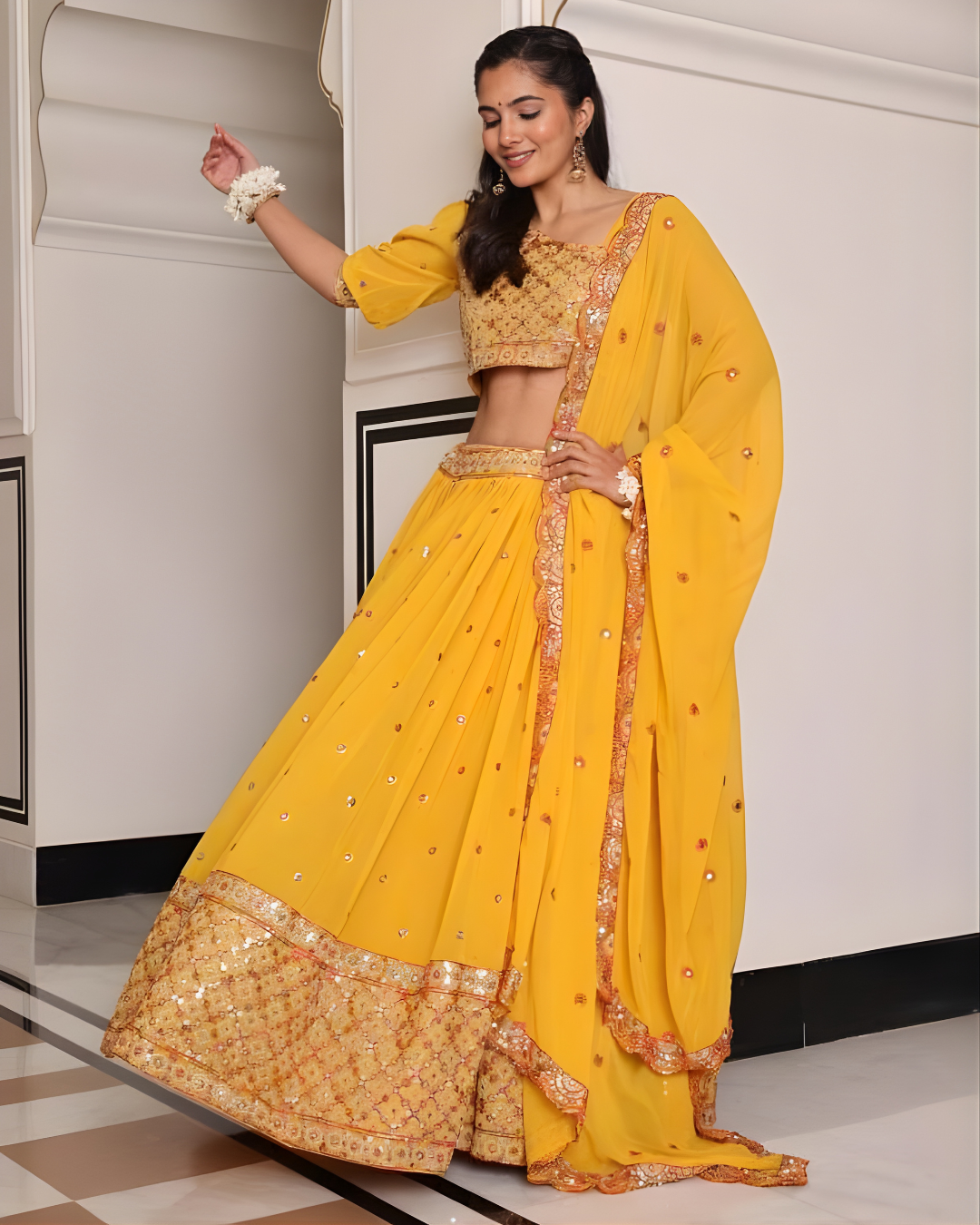 KiaraYellowFloralEmbroideredLehengaCholiSet_3
