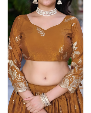 NiaraRustOrangeEmbroideredLehengaCholiSet - Lahariya.com