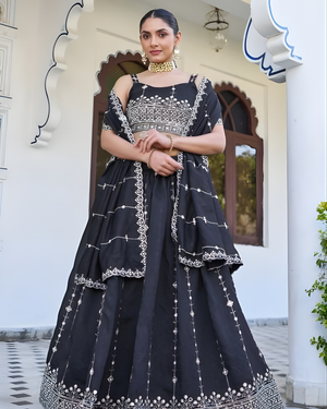 SarikaSilkEmbroideredLehengaCholiSet