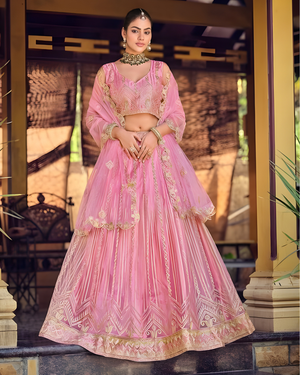 SuhanaWesternStyleRibbonWorkLehengaCholiSet