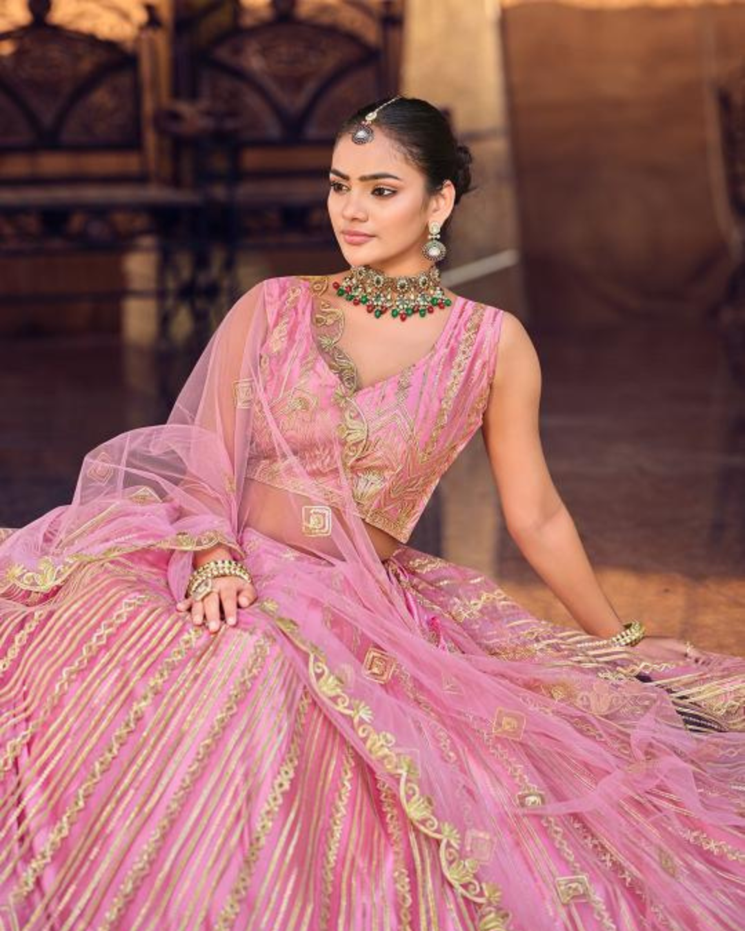 SuhanaWesternStyleRibbonWorkLehengaCholiSet_5