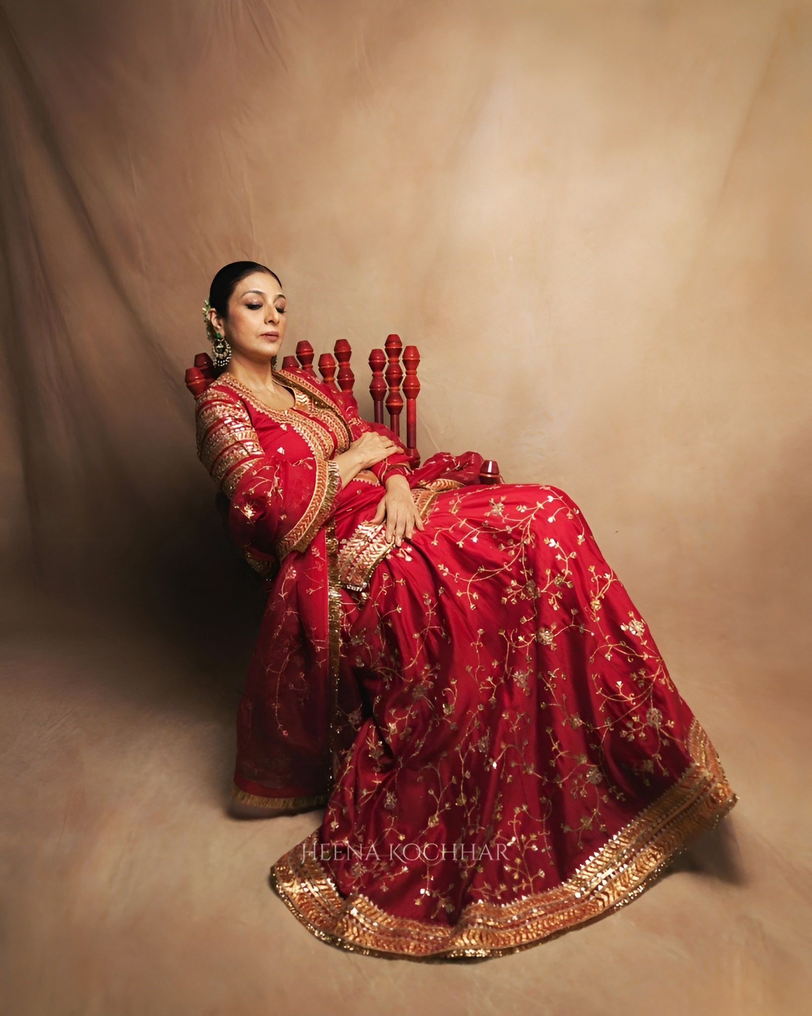 Tabu Inspired Red Taffeta Silk Lehenga Set with Sequins & Zari
