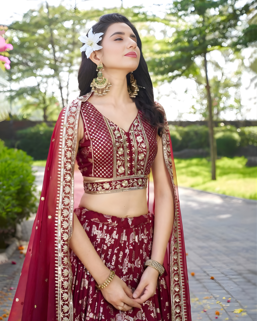 TanishkaMaroonBridalLehengaCholiSet_2