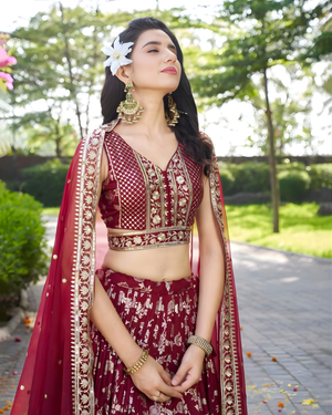 TanishkaMaroonBridalLehengaCholiSet_2