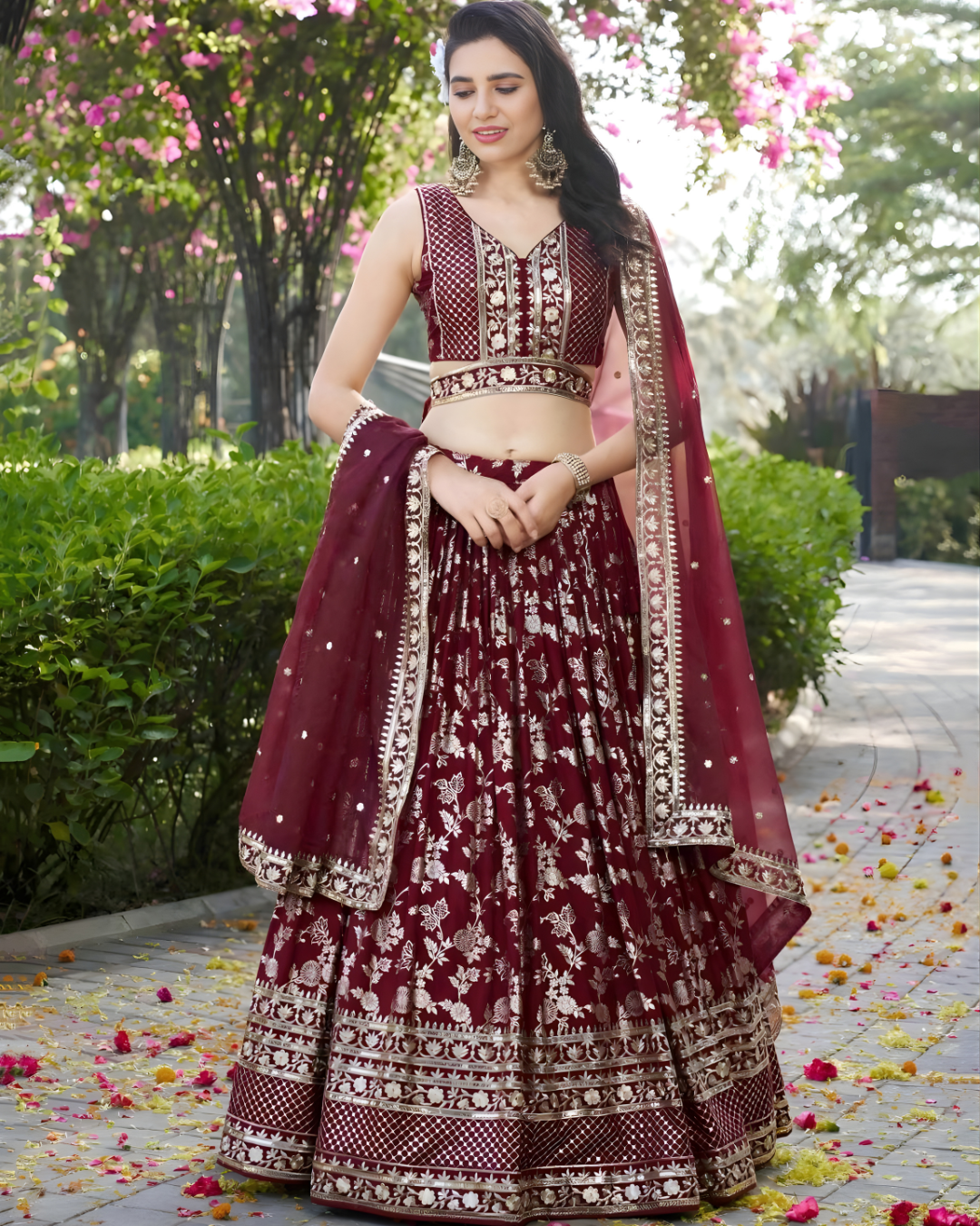 TanishkaMaroonBridalLehengaCholiSet_6