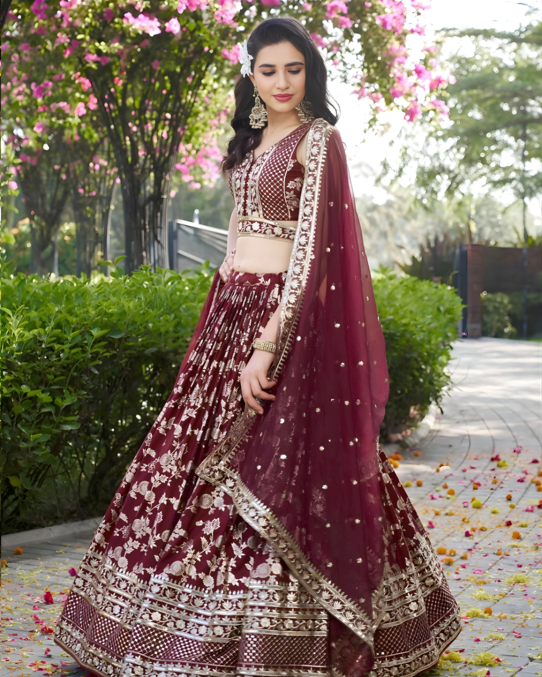 TanishkaMaroonBridalLehengaCholiSet_7